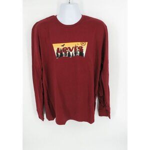 Levis Mens Logo Graphic Long Sleeve T-Shirt Burgundy XXXL NWT